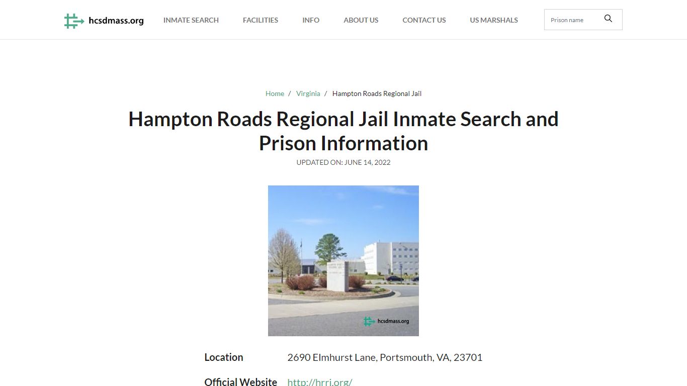 Hampton Roads Regional Jail Inmate Search, Visitation ...